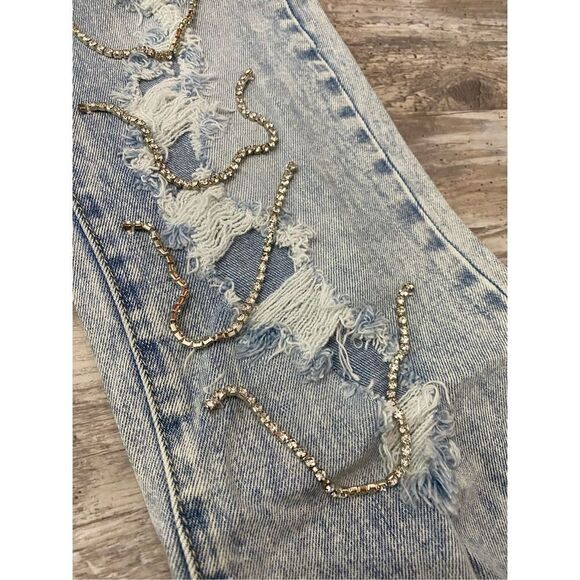 Juicy Couture Light Washed Straight Rhinestone Jean Sz 25 - Picture 3 of 6
